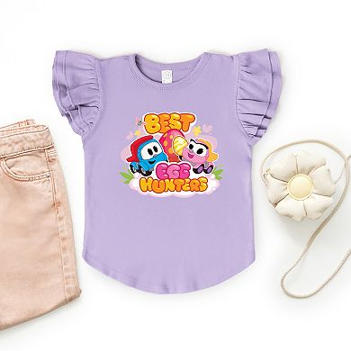 Leo the Truck Best Egg Hunters - Flutter Sleeve Graphic T-Shirt