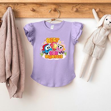 Leo the Truck Best Egg Hunters - Flutter Sleeve Graphic T-Shirt