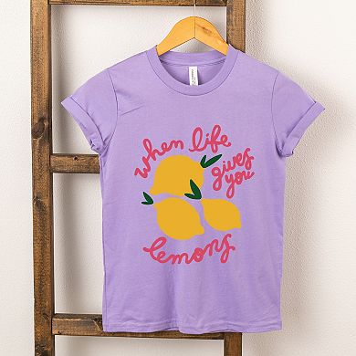 When Life Gives You Lemons Cursive - Youth Short Sleeve Graphic T-Shirt