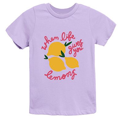 When Life Gives You Lemons Cursive - Youth Short Sleeve Graphic T-Shirt