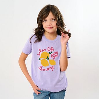 When Life Gives You Lemons Cursive - Youth Short Sleeve Graphic T-Shirt