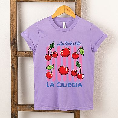 La Ciliegia Stripes - Youth Short Sleeve Graphic T-Shirt