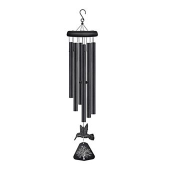 Sympathy Wind Chimes: Deep Tones, Hummingbird Design, Exquisite Card, Outdoor Memorial Gift