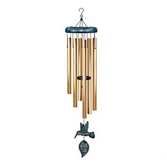 Sympathy Wind Chimes: Deep Tones, Hummingbird Design, Exquisite Card, Outdoor Memorial Gift