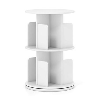 Costway 2 tier Rotating Bookshelf 360° Display Rack with Dividers & Anti-falling Baffles