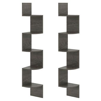 Costway 5 tier Floating Bookshelf with Safe Round Edge Space-Saving Plant Display Shelf