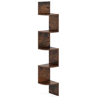 Costway 5 tier Floating Bookshelf with Safe Round Edge Space-Saving Plant Display Shelf