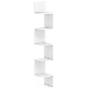Costway 5 tier Floating Bookshelf with Safe Round Edge Space-Saving Plant Display Shelf