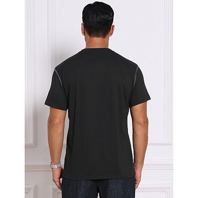2 Packs Men's Henley Shirt Crew Neck with Pocket Short Sleeve Button Down T-Shirt