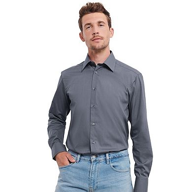 Russell Collection Mens Polycotton Easy-Care Long-Sleeved Formal Shirt