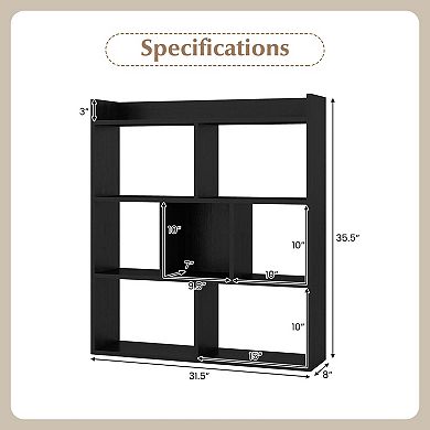 Costway 7-cube Bookcase 3-tier Open Storage Shelf with Anti-tipping Kits for Living Room