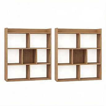 Costway 7-cube Bookcase 3 tier Open Storage Shelf with Anti-tipping Kits for Living Room
