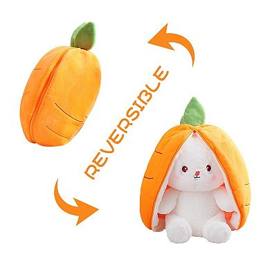 Reversible Bunny Stuffed Animal Carrot Transformed Plush Zipper Easter Gift