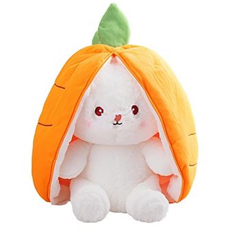 Reversible Bunny Stuffed Animal Carrot Transformed Plush Zipper Easter Gift