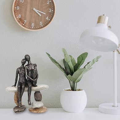 Handcrafted Abstract Couple Statue: Modern Love Symbol for Home Decor