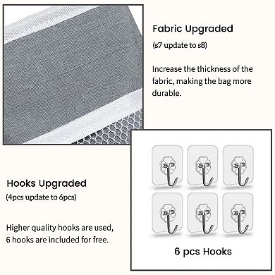 Linen Hanging Laundry Bag Over Door Hamper Buttons Zipper Space Saving Dirty Clothes Home Travel