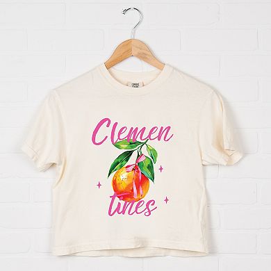 Clementines Watercolor - Women's Boxy Crop Top Graphic T-Shirt