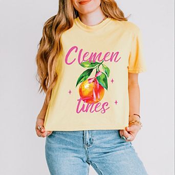 Clementines Watercolor - Women's Boxy Crop Top Graphic T-Shirt