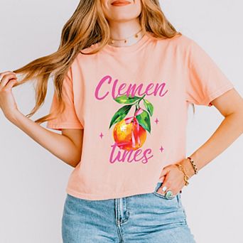 Clementines Watercolor - Women's Boxy Crop Top Graphic T-Shirt