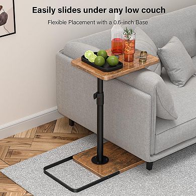 Tv Tray Table Adjustable Height & 360°Swivel Panel Small Space