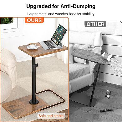 Tv Tray Table Adjustable Height & 360°Swivel Panel Small Space