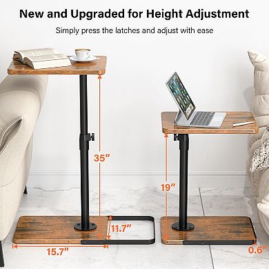 Tv Tray Table Adjustable Height & 360°Swivel Panel Small Space
