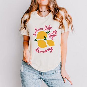 When Life Gives You Lemons Cursive - Women's Short Sleeve Graphic T-Shirt