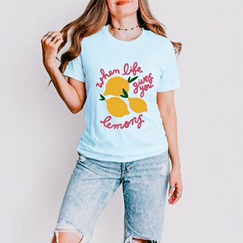 When Life Gives You Lemons Cursive - Women's Short Sleeve Graphic T-Shirt