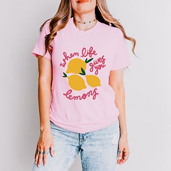 When Life Gives You Lemons Cursive - Women's Short Sleeve Graphic T-Shirt