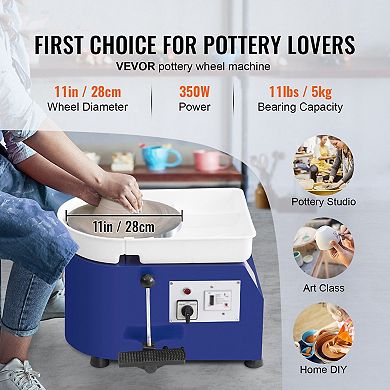 Electric Pottery Wheel with Turntable, Detachable Water Basin, and Complete Tool Set