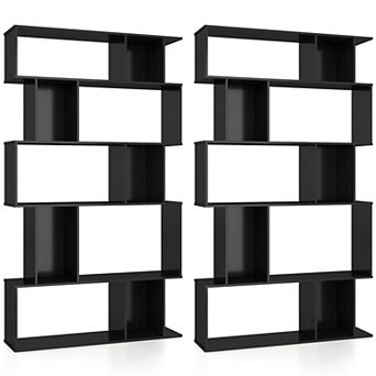 Costway 5 tier Geometric Bookshelf with Open Shelves & Closed-back Cubes for Living Room