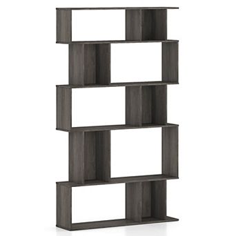 Costway 5 tier Geometric Bookshelf with Open Shelves & Closed-back Cubes for Living Room