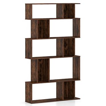 Costway 5 tier Geometric Bookshelf with Open Shelves & Closed-back Cubes for Living Room
