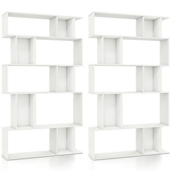 Costway 5 tier Geometric Bookshelf with Open Shelves & Closed-back Cubes for Living Room