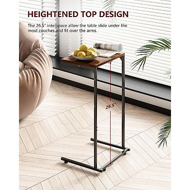 C Shaped End Table Sofa Tray Table with Storage Bag