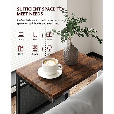 C Shaped End Table Sofa Tray Table with Storage Bag