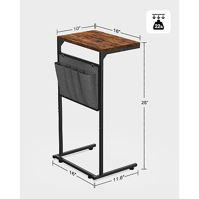 C Shaped End Table Sofa Tray Table with Storage Bag