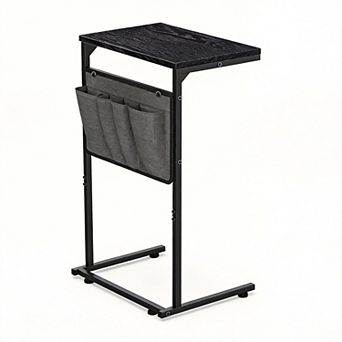 C Shaped End Table Sofa Tray Table with Storage Bag