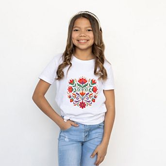 Swirly Florals Faux Texture - Youth Short Sleeve Graphic T-Shirt