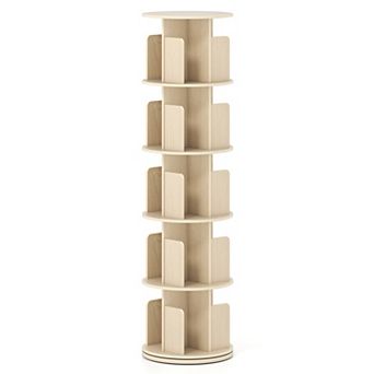 Costway 5 tier Rotating Bookshelf 360° Display Rack with Dividers & Anti-falling Baffles