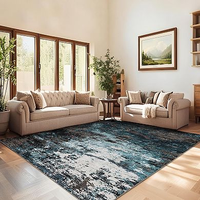 Abstract Area Rug Machine Washable Non Slip Non Shedding Stain Resistant Carpet for Bedroom Kitchen