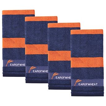 Ear of Wheat Stripe Cotton Hand Towel 29 x 13 in Soft Absorbent Bathroom Towel for Home Decor