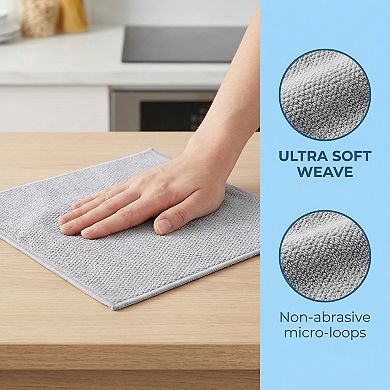 Waffle Weave Microfiber Towel, Solid Color Cloth, Absorbent Lint-Free for Kitchen 3 Pack 12" x 12"