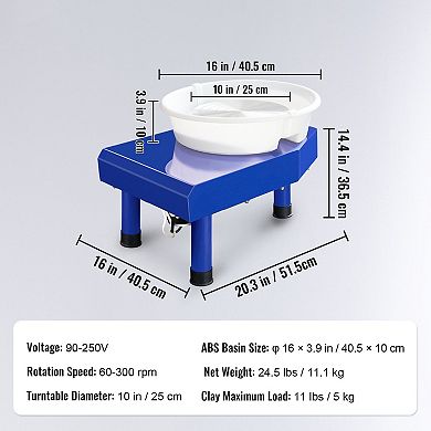 Pottery Wheel for Home and Classroom Use with LCD Speed Control and Removable Basin