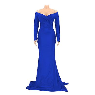 Elegant V Neck Maxi Evening Dress Women