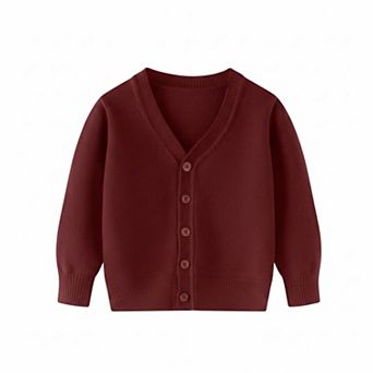 Girls' V-Neck Button Cardigan Sweater