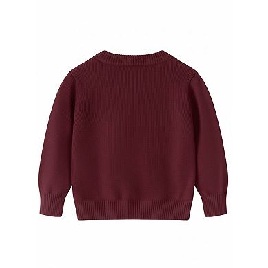 Girls' V-Neck Button Cardigan Sweater