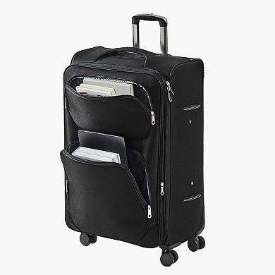 Black 28-Inch Softside Luggage for Extended Travel with Expandable Packing Space and Laptop Storage