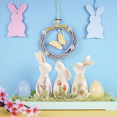 Easter Bunny Wildflower Figurines Spring Home Decor 3pc