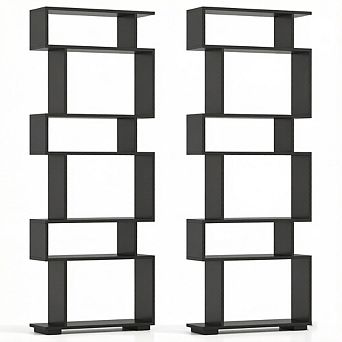 Costway Bookcase 6 tier Bookshelf with Anti-Tipping Kit Freestanding Display Shelf